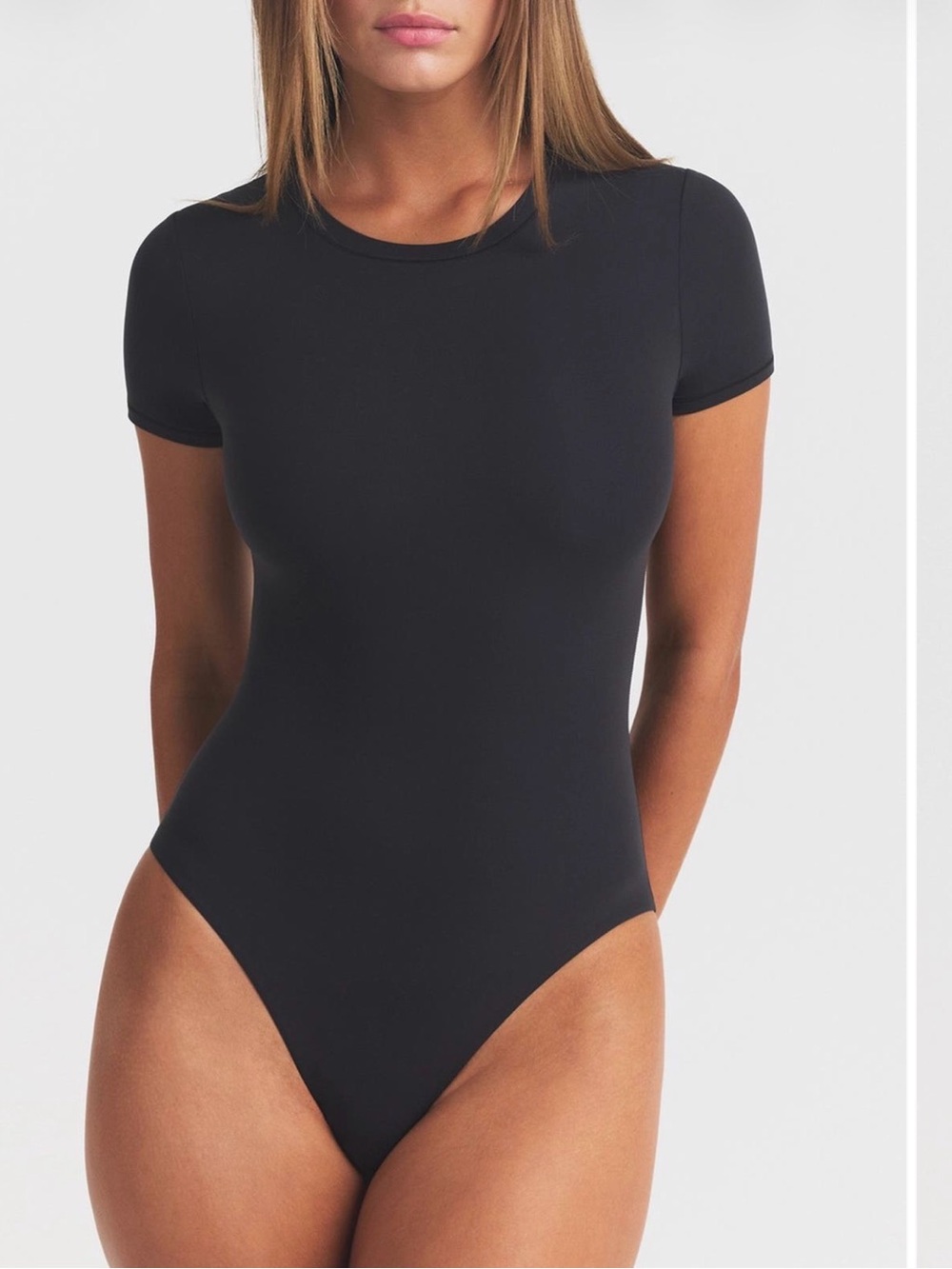 SKIMS Fits Everybody T-Shirt Bodysuit Onyx Black Size Small
